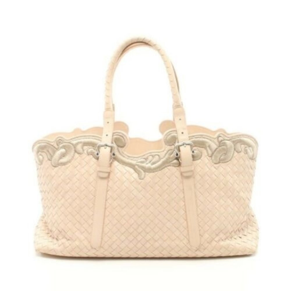 Bottega Veneta Intrecciato Cream Lambskin Tote